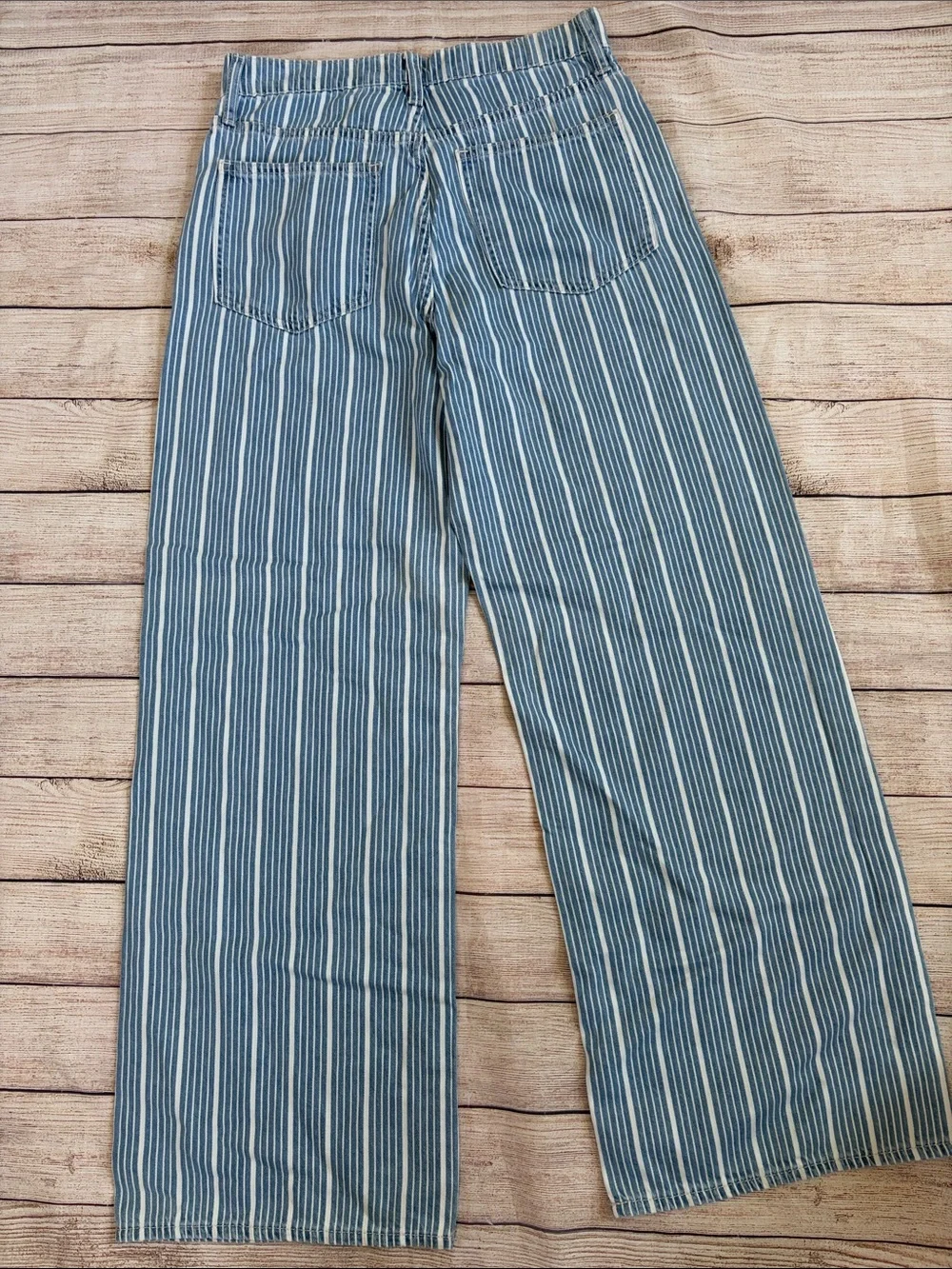 Gap Striped Wide-Leg Blue & White Denim Pants Size 4 Regular